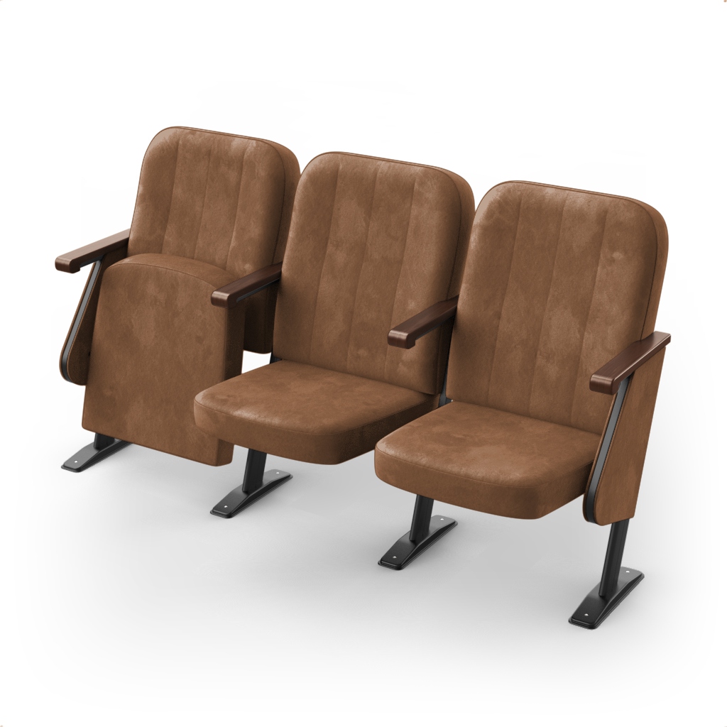 Крісло секційне ПРЕМ'ЄРА СОНАТА з дерев'яним підлокітником та фальшпанелями, 3 секції